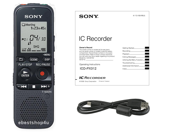 Sony ICD-PX312 2GB Flash Memory Digital Voice Recorder 192Kbps Voice